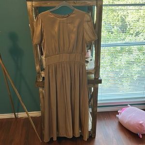 Zara NWT Gold Metallic Midi Dress Size Large